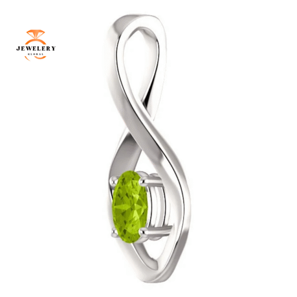 14KT GOLD 0.55 CT OVAL PERIDOT INFINITY PENDANT - Image 2