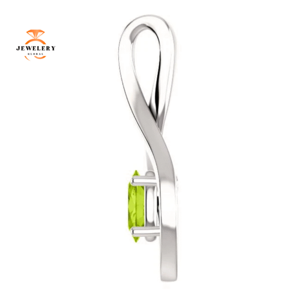 14KT GOLD 0.55 CT OVAL PERIDOT INFINITY PENDANT - Image 3