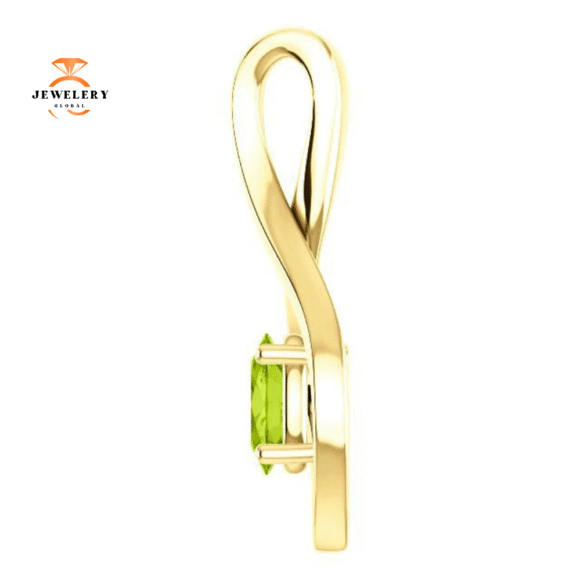 14KT GOLD 0.55 CT OVAL PERIDOT INFINITY PENDANT - Image 6