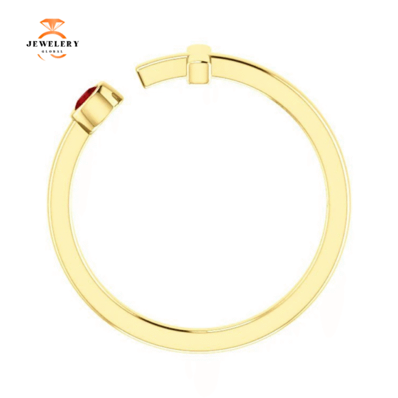 14KT GOLD .09 CT RUBY BEZEL-SET CUFF CROSS RING - Image 7