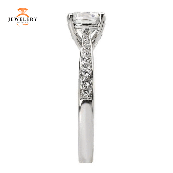 14KT 1/5 CTW Diamond Tapered Trellis Setting for 1 CT Round - Image 3