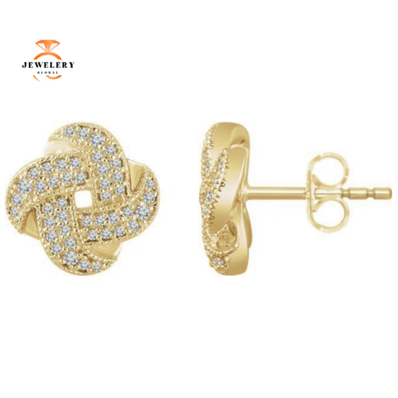 14KT GOLD 1/3 CTW DIAMOND KNOT EARRINGS