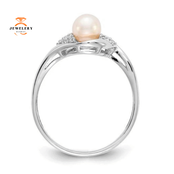 14KT GOLD DIAMOND AND PEARL RING - Image 2