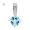 14KT WHITE GOLD 0.78 CT AQUAMARINE & .03 CTW DIAMOND PENDANT