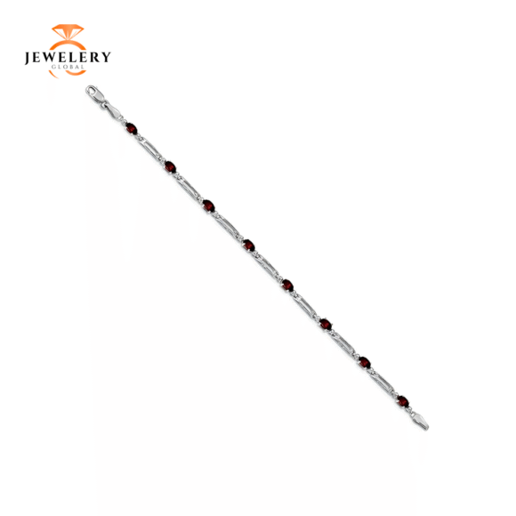 10KT WHITE GOLD 2.40 CTW GARNET & DIAMOND BRACELET