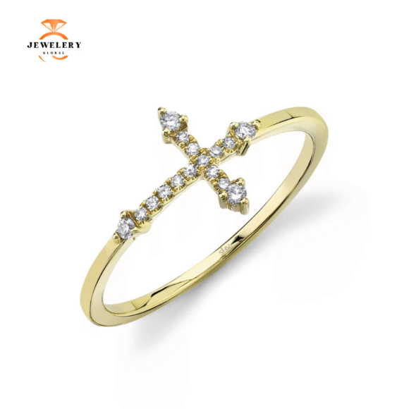 14KT GOLD .09 CTW DIAMOND CROSS RING - Image 2