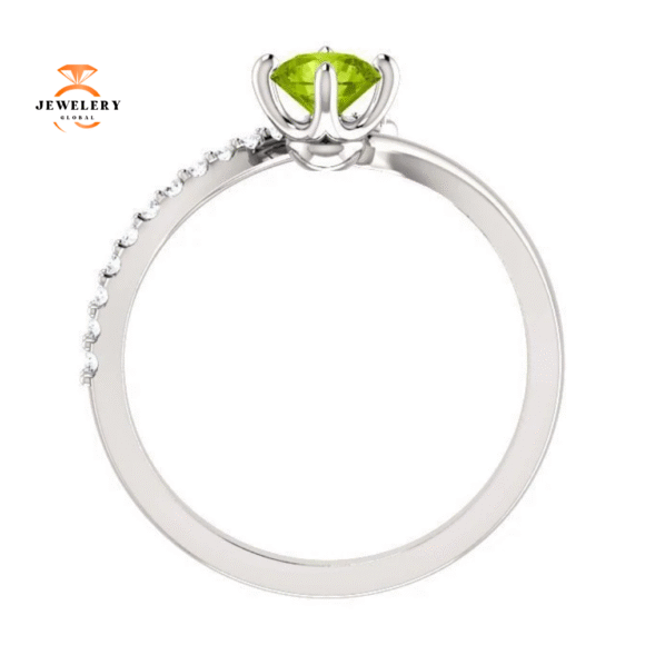 14KT GOLD 0.55 CT PERIDOT & 0.10 CTW DIAMOND ACCENT BYPASS RING - Image 10