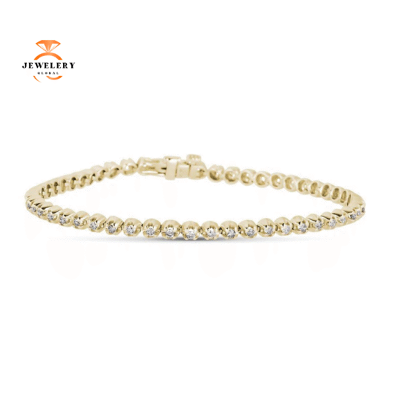 14KT GOLD 1 CTW DIAMOND U-PRONG TENNIS BRACELET - Image 2