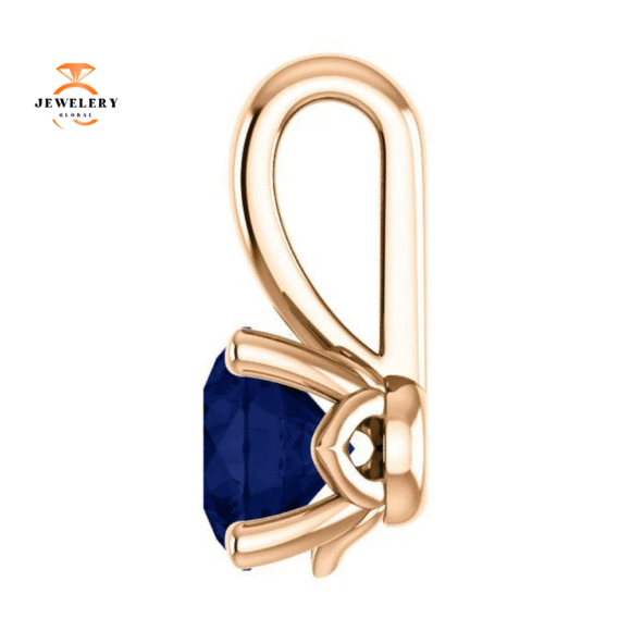 14KT GOLD 0.70 CT ROUND BLUE SAPPHIRE SOLITAIRE PENDANT - Image 9