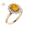 14KT GOLD 1.20 CT CITRINE & 3/8 CTW DIAMOND OVAL HALO RING