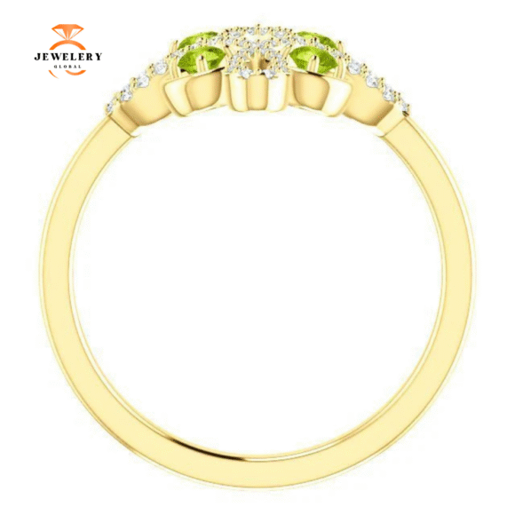 14KT GOLD .36 CTW PERIDOT & .16 CTW DIAMOND ACCENT CLOVER RING - Image 2