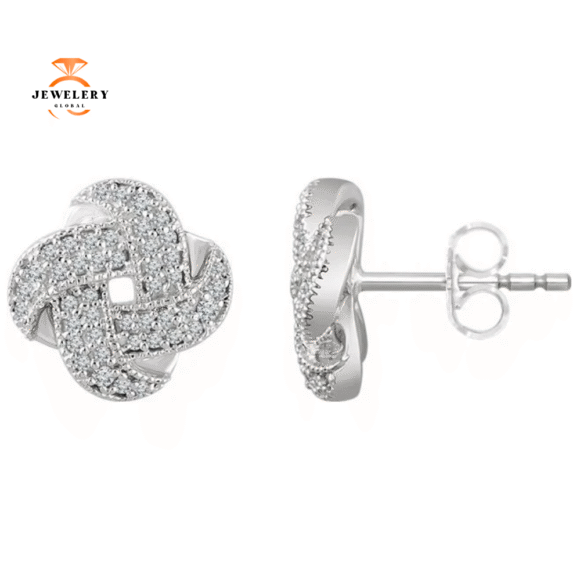 14KT GOLD 1/3 CTW DIAMOND KNOT EARRINGS - Image 3