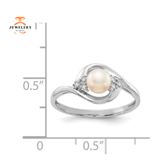 14KT GOLD DIAMOND AND PEARL RING - Image 4