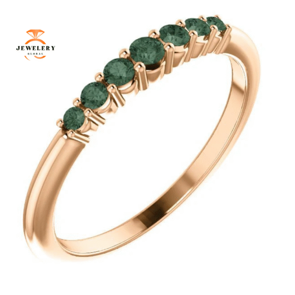 14KT GOLD GENUINE 0.23 CTW ALEXANDRITE GRADUTED STACKABLE RING - Image 8