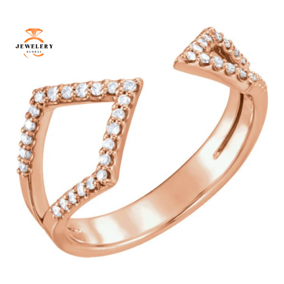 14KT ROSE GOLD 1/5CT DIAMOND GEOMETRIC RING