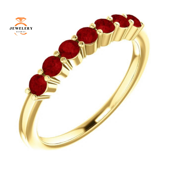 14KT GOLD 0.56 CTW RUBY SHARED PRONG 7 STONE RING - Image 12