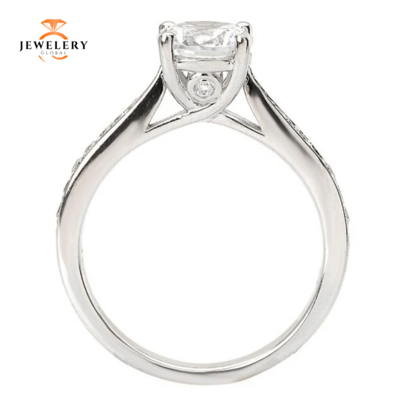 14KT 1/5 CTW Diamond Tapered Trellis Setting for 1 CT Round - Image 4