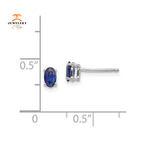 14KT GOLD 0.70 CTW OVAL BLUE SAPPHIRE STUD EARRINGS - Image 2