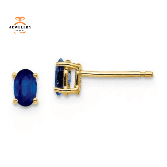 14KT GOLD 0.70 CTW OVAL BLUE SAPPHIRE STUD EARRINGS - Image 3