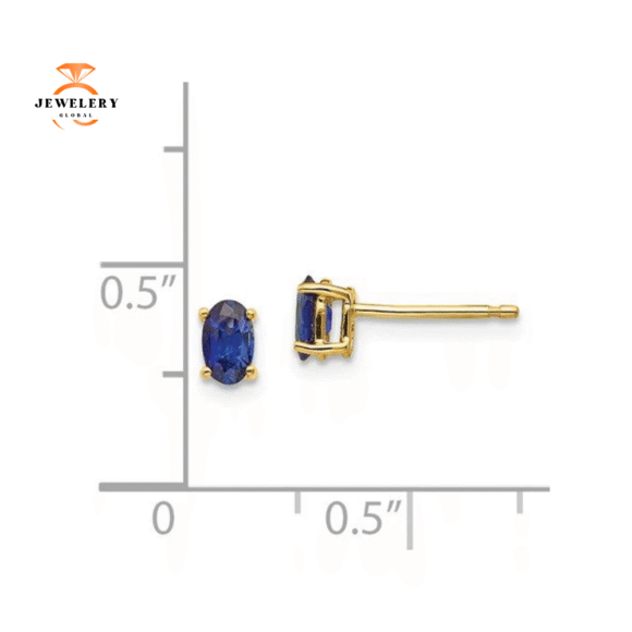 14KT GOLD 0.70 CTW OVAL BLUE SAPPHIRE STUD EARRINGS - Image 4