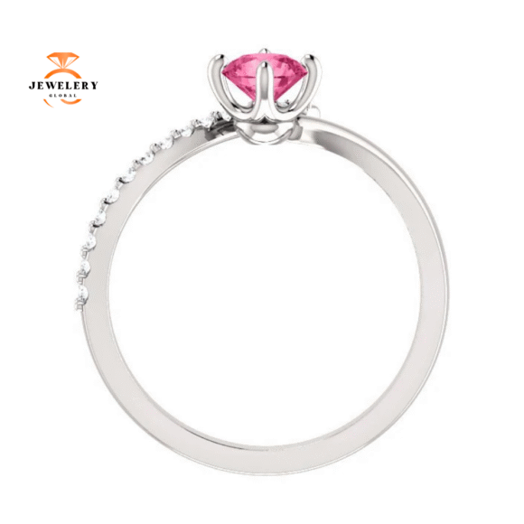 14KT GOLD 0.55 CT PINK TOURMALINE & 1/10 CTW DIAMOND BYPASS RING - Image 10