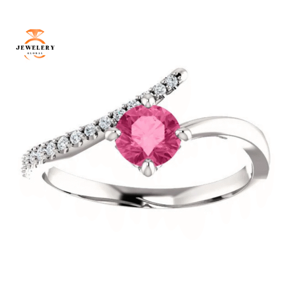 14KT GOLD 0.55 CT PINK TOURMALINE & 1/10 CTW DIAMOND BYPASS RING - Image 11