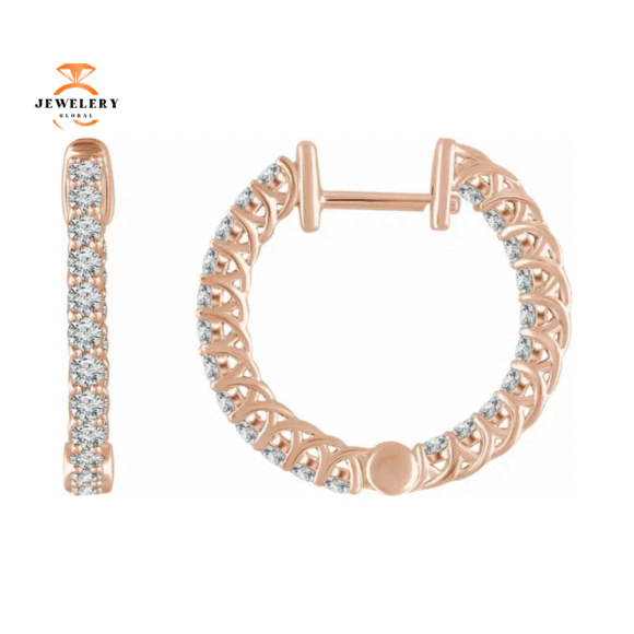 14KT GOLD 1 CTW INSIDE OUT HOOP EARRINGS - 20.1MM