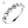 14KT GOLD 0.12 CTW ROUND AQUAMARINE STACKABLE RING