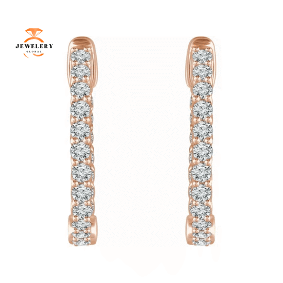 14KT GOLD 1 CTW INSIDE OUT HOOP EARRINGS - 20.1MM - Image 2