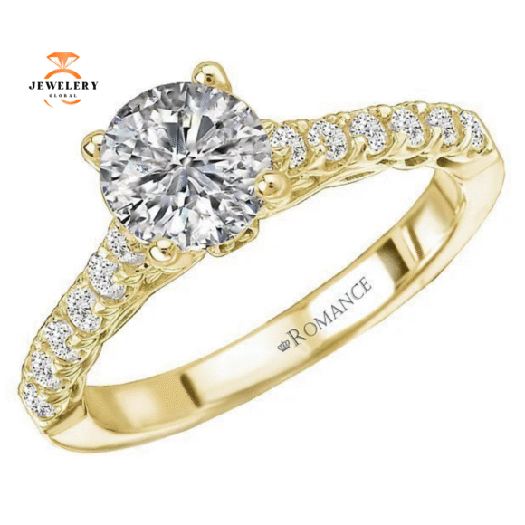 14KT Gold 3/8 CTW Diamond Accent Setting for 1 CT Round
