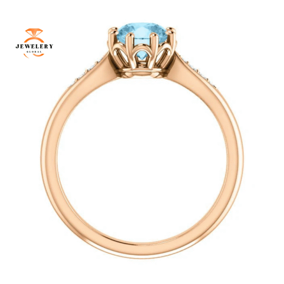 14KT GOLD 0.75 CT AQUAMARINE & 0.04 CTW DIAMOND ACCENT RING - Image 10