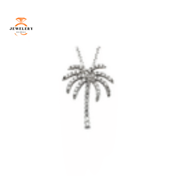 14KT GOLD 1/4 CTW DIAMOND 16" PALM TREE NECKLACE