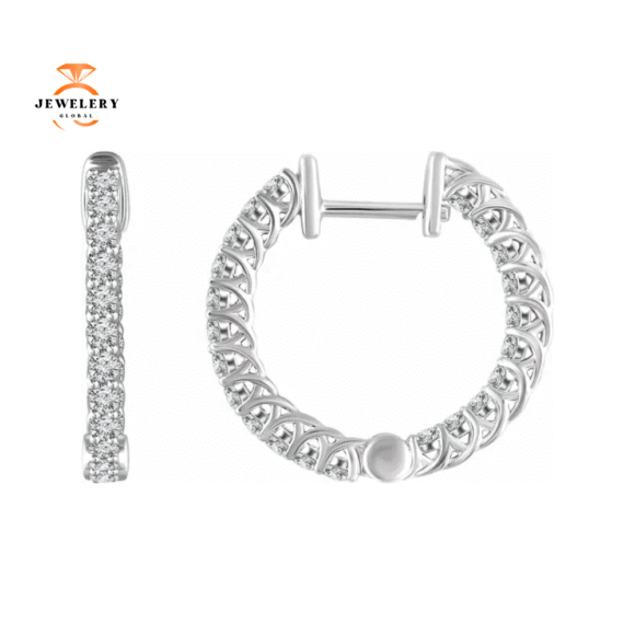 14KT GOLD 1 CTW INSIDE OUT HOOP EARRINGS - 20.1MM - Image 3