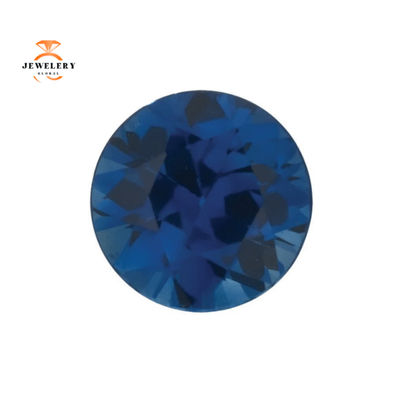 14KT GOLD 0.70 CTW ROUND BLUE SAPPHIRE SHARED PRONG BAND - Image 6