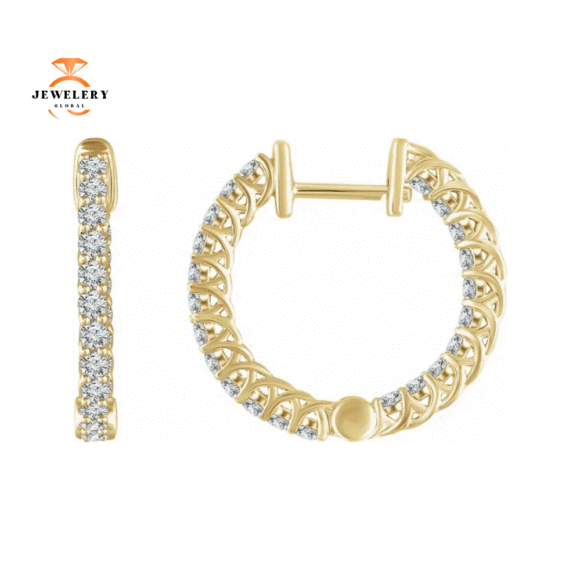 14KT GOLD 1 CTW INSIDE OUT HOOP EARRINGS - 20.1MM - Image 5