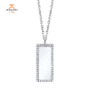 14KT GOLD .11 CTW DIAMOND VERTICAL BAR HALO NECKLACE