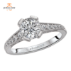 14KT 1/6 CTW DIAMOND TAPERED MILGRAIN VINTAGE SETTING FOR 1CT ROUND