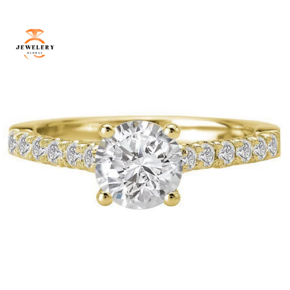 14KT Gold 3/8 CTW Diamond Accent Setting for 1 CT Round - Image 2