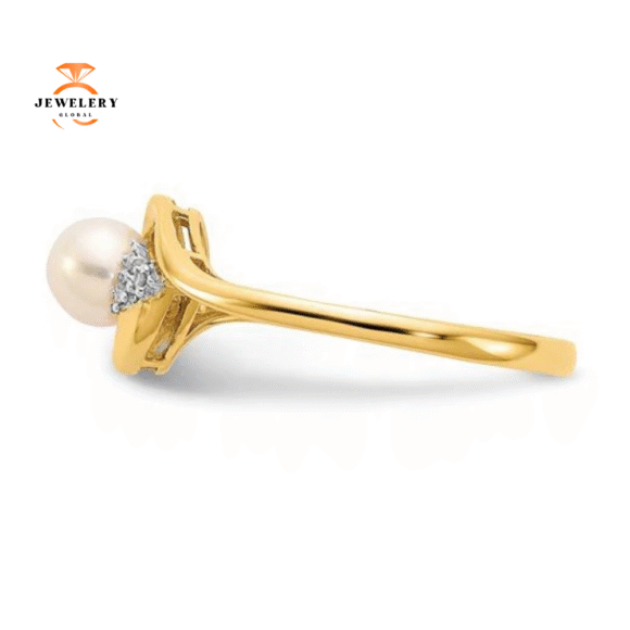 14KT GOLD DIAMOND AND PEARL RING - Image 7