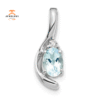 14KT GOLD 0.40 CT OVAL AQUAMARINE & DIAMOND PENDANT