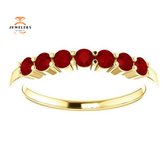 14KT GOLD 0.56 CTW RUBY SHARED PRONG 7 STONE RING - Image 14