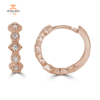 14KT GOLD .12 CTW DIAMOND ALTERNATING SHAPE HUGGIE HOOP EARRINGS