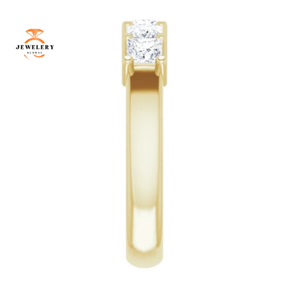 14KT Gold 1 CTW Princess Diamond 5 Stone Band - Image 8