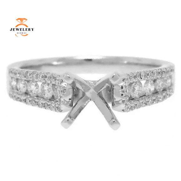 14KT GOLD 0.55 CTW DIAMOND CHANNEL SET MOUNTING FOR 1-1.25 CT ROUND - Image 2