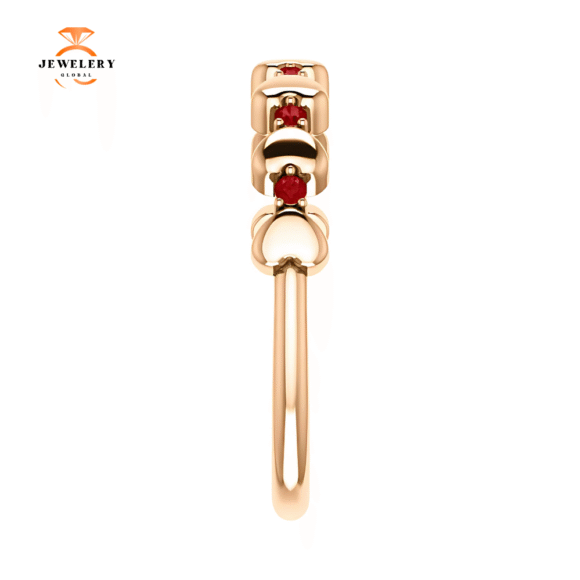 14KT GOLD .12 CTW RUBY STACKABLE HEART RING - Image 5
