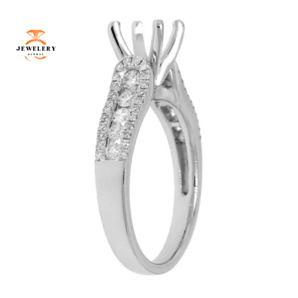 14KT GOLD 0.55 CTW DIAMOND CHANNEL SET MOUNTING FOR 1-1.25 CT ROUND - Image 3