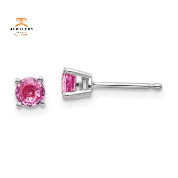 14KT GOLD 0.70 CTW ROUND PINK SAPPHIRE STUD EARRINGS