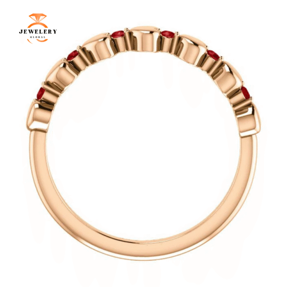 14KT GOLD .12 CTW RUBY STACKABLE HEART RING - Image 4