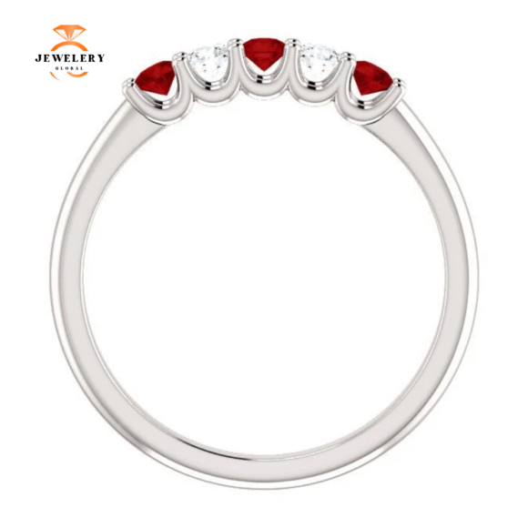 14KT GOLD 0.27 CTW RUBY & 0.12 CTW DIAMOND 5 STONE BAND - Image 15