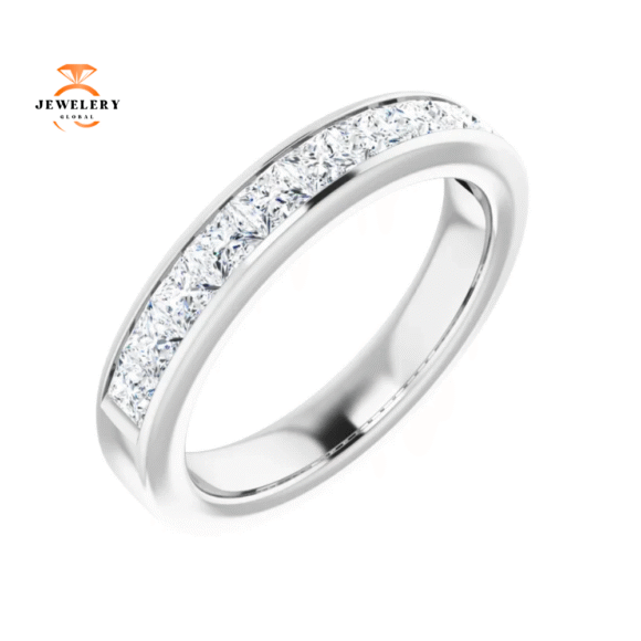 14KT Gold 1 CTW Princess Diamond Channel Set Band